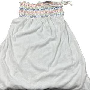 Wild Fable Women's White Rainbow Sleeveless Smocked Terry Dress - Medium - NWT